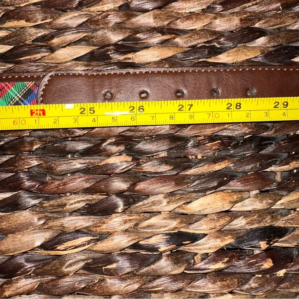Tartan plaid belt kids size medium Red plaid‎ and brown